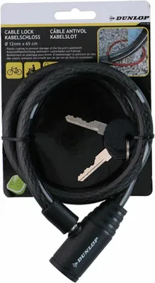 Produktbild von Fahrradschloss mit Spiralschlüssel 65 cm - Schloss mit 2 Schlüsseln Schwarz
