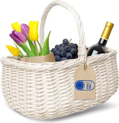 Produktbild von creative home Weidenkorb, Weiß, 36x26x31 cm, mit Henkel, ideal für Einkauf, Picknick, Ostern