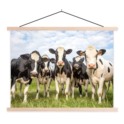 Produktbild von MuchoWow® Textilposter Kühe - Weide - Tiere - Natur - Gras 40x30 cm mit holzfarbenen Rahmen - Bilder
