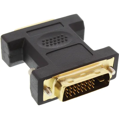 Produktbild von InLine DVI-D Adapter, Digital 24+5 Buchse an DVI-D 24+1 Stecker, verg. Kontakte, DVI-I, DVI-D, Stecker/Buchse, Schwarz