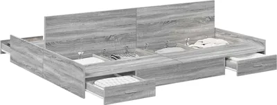 Obrázek produktu pro Rám postele s úložným prostorem s čelo Šedá Sonoma 135 x 190 cm