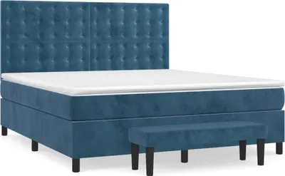 Imagen del producto de Cama con somier y colchón de la marca vidaXL, color azul oscuro, dimensiones 180x200 cm, tapizada en terciopelo