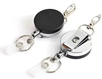 Image de Porte-badges à lanière – Porte-clés rétractable – Porte-cartes d'identité – Porte-cartes avec clip – Lot de 2 – CHPN