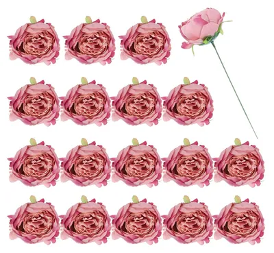 Image de Elzusha - Pivoines artificielles - 25 pièces - Fleurs en soie avec tiges - Couleur rose automnale - Pour la décoration et les bouquets