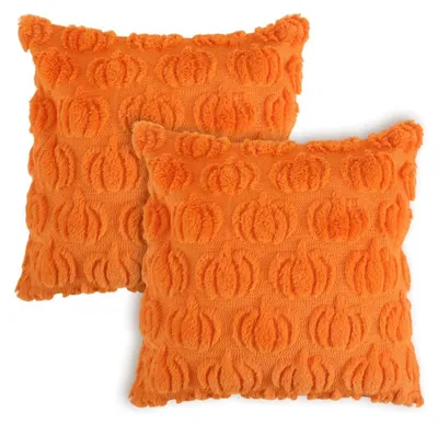 Obrázok produktu pre Poťahy na vankúše, 2 kusy, motív dýňa, Halloween, 45x45 cm, polyester, jesenná dekorácia