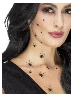 Produktbild von Halloween Spinnen Tattoos für Hexen & Vampir Kostüme