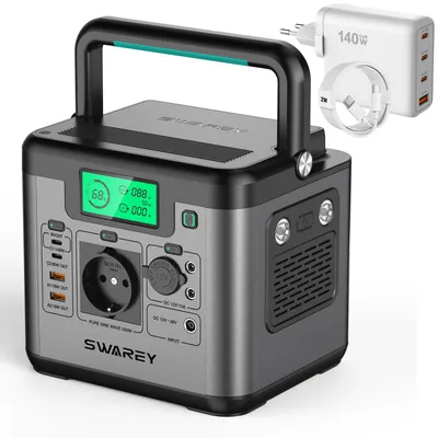 Produktbild von 550W(1100W Spitze) Tragbare Powerstation,555Wh Solargenerator Power Station Solarspeicher mit 140W USB-C Schnellladegerät,Notstromaggregat Powerbank