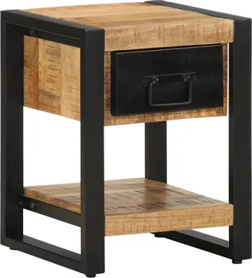 Image de vidaXL Table de nuit 35x34x45 cm Bois de manguier rugueux