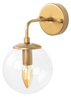 Image de Applique murale Lampe en métal doré avec verre - 15 x 15 x 21 cm