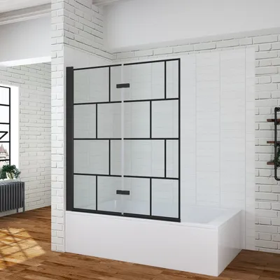 Produktbild von Badewannenaufsatz schwarz 120x140 cm 2 teilig ohne bohren