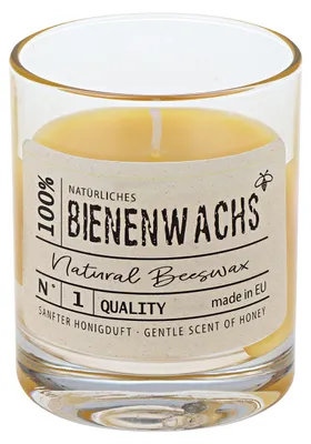 Produktbild von 100% Bienenwachs-Kerze Glas 79 x Ø  65 mm