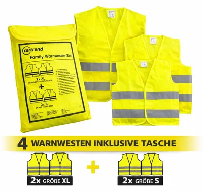 Produktbild von cartrend Warnweste gelb 4x Zipptasche
