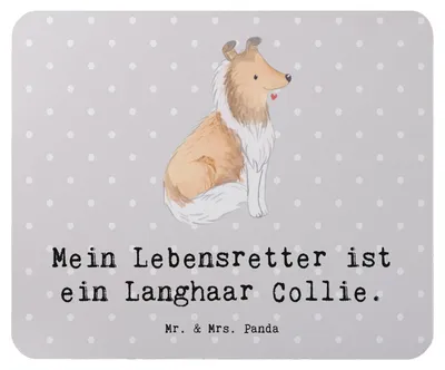 Produktbild von Mr. & Mrs. Panda Mousepad Langhaar Collie Lebensretter - Grau Pastell - Geschenk, pc mausunterlage, Mauspad, mousematte, Britischer Hütehund, Mouse Pad, laptop