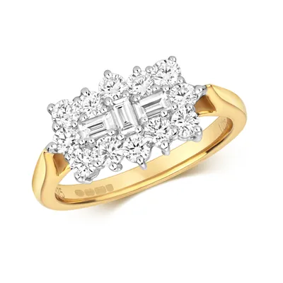 Produktbild von Funkelndes Feuer 9 Karat (375) Gold Damen - Diamant Ring Brillant-Schliff 1.00 Karat G - I1 I2, 58 (18.5); TRS317659KYRSQ