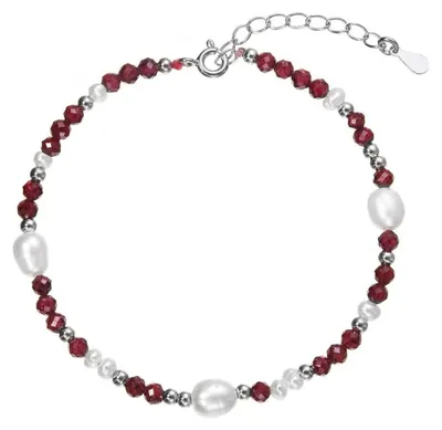 Imagen del producto de Pulsera de plata con perlas y granates, modelo 13113.3