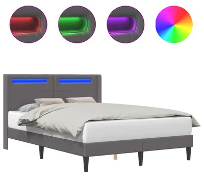 Obrázok produktu pre vidaXL Rám postele s LED osvetlením, sivý, 140 x 190 cm, umelá koža