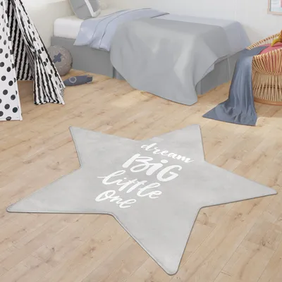 Produktbild von TT Home Teppich Kinderzimmer Kinderteppich Babymatte Jungs Mädchen Sternen Form Dream Big Größe Ø 120t cm Quadrat
