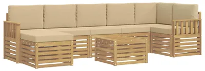 Produktbild von vidaXL Outdoor-Sofagarnitur 7 pcs Weiß und Beige 59 x 59 x 37 cm