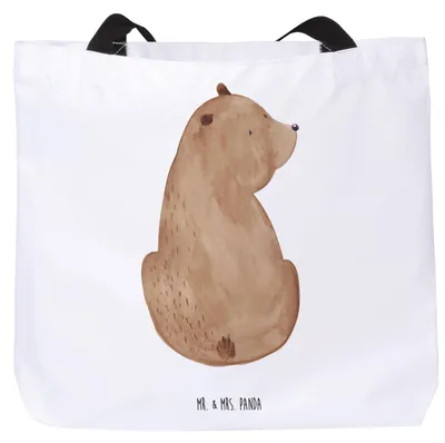 Produktbild von Mr. & Mrs. Panda Strandtasche Bär Schulterblick - Weiß - Geschenk, Laptoptasche, Bären, Tote Bag, Teddy, Selbstachtung, Weisheit, Reisetasche, Weltansicht, Tasche