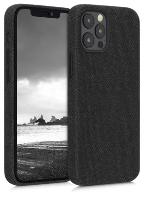 Produktbild von kwmobile Schutzhülle kompatibel mit Apple iPhone 12 Pro Max - Hülle Stoff - Case Handy - Backcover Cover Dunkelgrau
