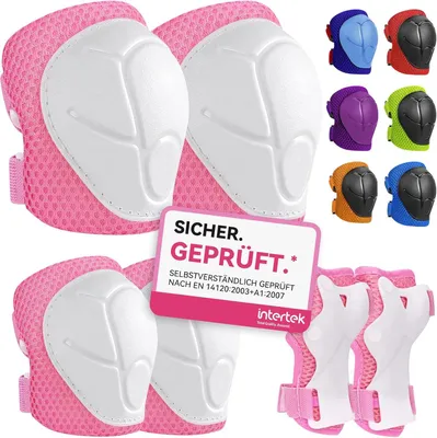 Immagine prodotto di Set di protezioni, 6 pezzi, composto da protezioni per ginocchia, gomiti e mani, regolabili, per lo skateboard