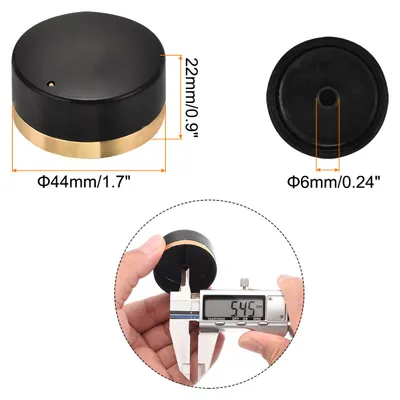 Image de Bouton de potentiomšštre rotatif avec axe en forme de fleur de prunier de 6 mm de diamšštre de trou avec šŠchelle,  0,9" H x 1,7" de diamšštre (noir avec garniture doršŠe)