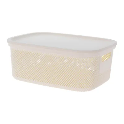 Produktbild von Aufbewahrungsbox mit Deckel 12l Kunststoff mit Griffen Ordnungsbox Spielzeugkiste Stapelbox Regalbox Beige