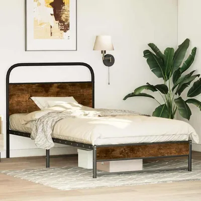 Obrázek produktu pro vidaXL Rám postele bez matrace 100x200 cm kouřový dub materiál na bázi dřeva