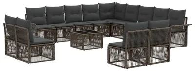 Produktbild von vidaXL Gartensofa-set 14 stk. Grau Poly-Rattan