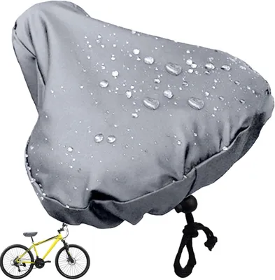 Image de Housse de selle de vélo - Imperméable - Protection contre la pluie pour selle de vélo - Housse de selle avec cordon de serrage - Tissu Oxford 210D - Protection contre les UV et la poussière - Gris
