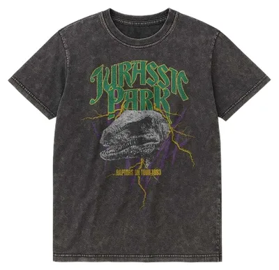 Image de T-shirt "Jurassic Park - Raptors On Tour '93" pour hommes/femmes, modèle unie, référence TV38826 (taille XL), effet vintage/couleur noire