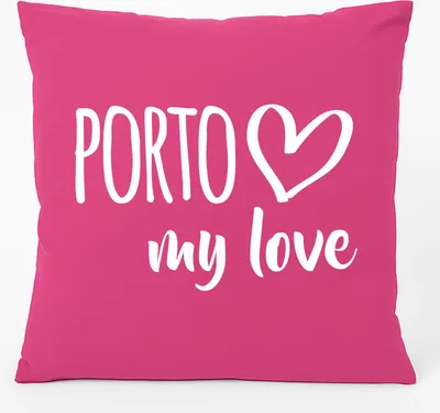 Produktbild von Huuraa Kissen Porto my love 40x40cm mit Füllung Fuchsia Baumwolle Dekokissen Geschenkidee