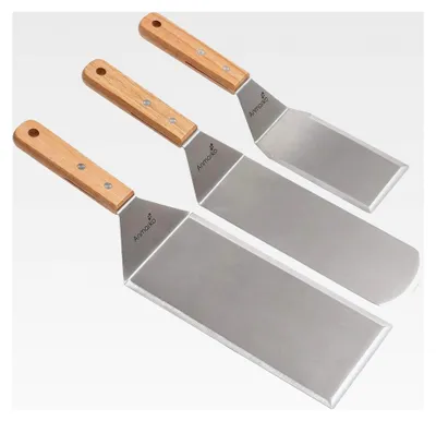 Produktbild von Pfannenwender-Set aus Edelstahl – Pfannkuchenwender und Grillspachtel, 10,2 x 20,3 cm, großer Hamburgerwender, geeignet für Grill und Flat-Top-Grill, gewerbliche Qualität