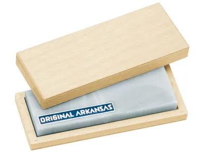 Produktbild von Echter Arkansas-Stein, 15 x 5 cm, im Holzkasten