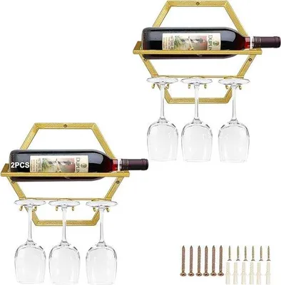 Image de Casier à bouteilles de vin, 2 compartiments, en verre, pour la cuisine ou le bar