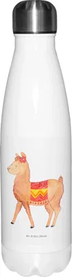 Produktbild von Mr. & Mrs. Panda Thermos Alpaka Stolz - Weiß - Geschenk, trinkflaschen, Edelstahlflasche, Trinkflasche, Wasserflasche, isolierbehälter