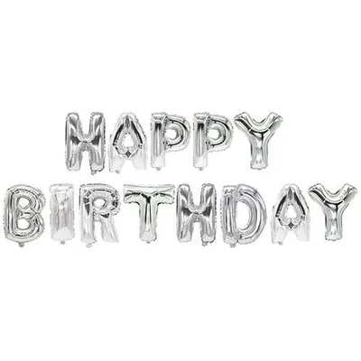 Produktbild von Folienluftballon-Set silber "Happy Birthday"