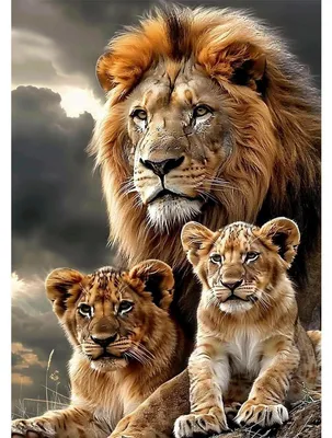 Productafbeelding van Diamond Painting Set Leeuwenfamilie, 5D, Volledig gevuld, 30x40 cm, voor volwassenen