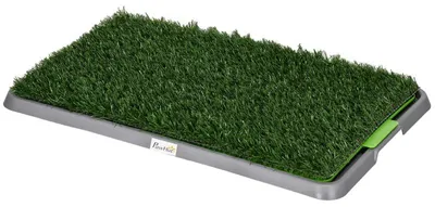 Obrázek produktu pro Toaleta pro psy s umělou trávou a sběrnou miskou | Barva: zelená | Rozměry: 41 x 67 x 3,5 cm