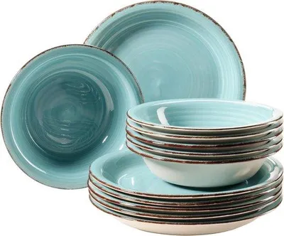 Produktbild von Turquoise 12-Delig Bordenset für 6 Personen