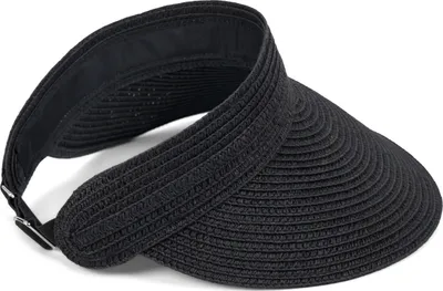 Produktbild von styleBREAKER Papierstroh Visor Cap einfarbig | Sonnenvisier mit elastischem Band und Hakenverschluss | Luftige Schildkappe als Sonnenhut für Damen