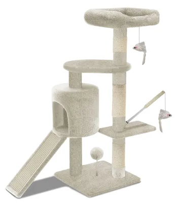 Productafbeelding van Omgoods - Stabiliteit Kattenkrabpaal met Platforms 115 cm Beige