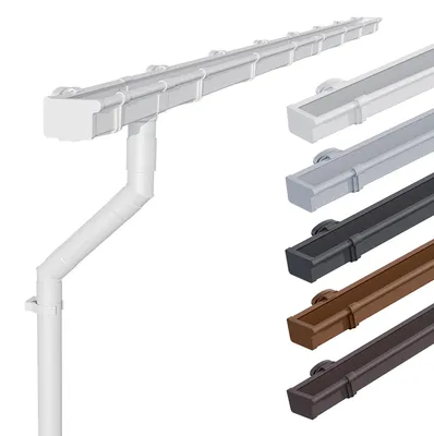Produktbild von INEFA 2x Dachrinne Kunststoff Set NW68 / 68mm – Kastenrinne 4m Weiß – Regenrinne mit Fallrohr Set PVC-U für Gartenhaus – 2 Dachseiten