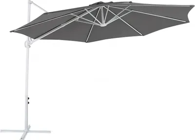 Produktbild von BELIANI Ampelschirm Dunkelgrau/Weiß Polyester achteckig ⌀ 295 cm für Balkon Terrasse Garten