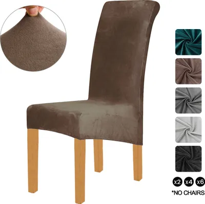 Produktbild von XL Velvet Stretch Esszimmerstuhl Hussen - Elasthan Plüsch Stuhlhussen Solide Großes Esszimmer Stuhl Protector Home Décor