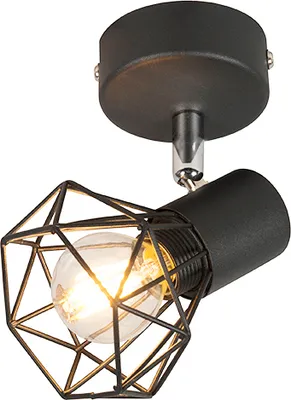 Produktbild von QAZQA - Modern Art Deco Spot schwarz dreh- und neigbar - Mosh I Wohnzimmer I Schlafzimmer - Stahl Rund - LED geeignet E14