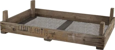 Altes Trockensieb mit Aufdruck des Erzeugernamens, ideal zum Trocknen von Nüssen, Pilzen oder Kräutern, 75x51x19cm