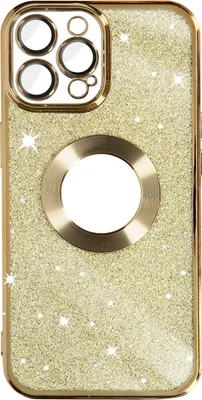 Produktbild von Avizar, Glitzer-Silikonhülle mit Chromumrandung für Apple iPhone 12 Pro Max, Gold