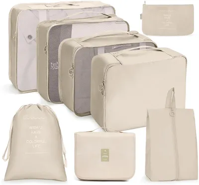 Immagine prodotto di Omgoods - Set di 7 organizer da viaggio per bagagli, con sacchetto per scarpe e sacchetto per cosmetici