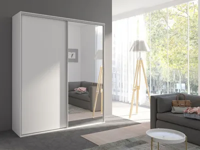 Obrázek produktu pro Zrcadlová šatní skříň 204 cm AMBOY 2 - bílá